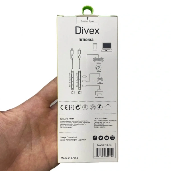 Divex Type-C + USB Girişli 4 Port USB Çoklayıcı USB Splitter DX-04