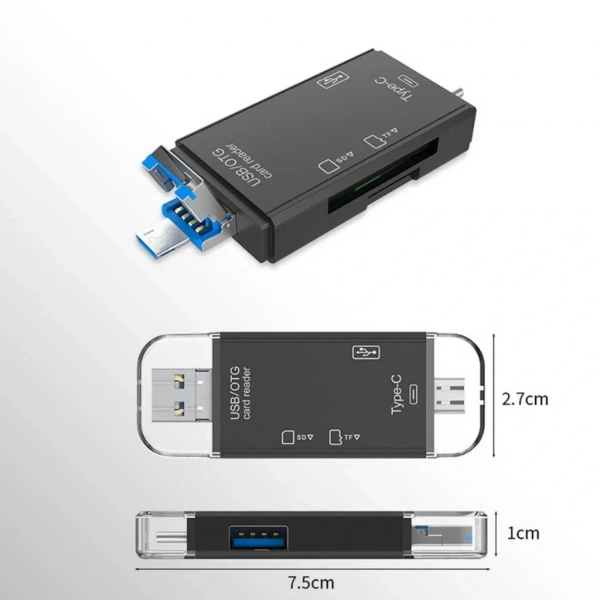 Divex USB3.0 - Type-C - Micro USB Girişli SD-Micro-SD Kart Okuyucu OTG Card Reader