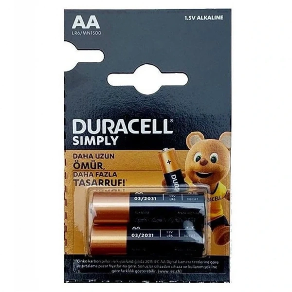 Duracell Simply 1.5V Alkaline AAA İnce Kalem Pil  2li Paket