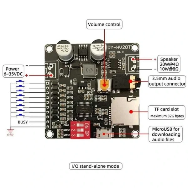 DY-HV20T MP3 Ses Çalma Modülü