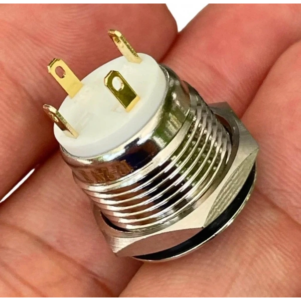 E34 16mm Metal Buton Yaylı 12-24V Kırmızı Led Işıklı 1NO