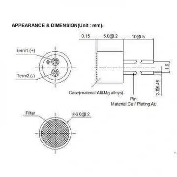 Elektret Kapasitif Mikrofon Kapsülü 6mm