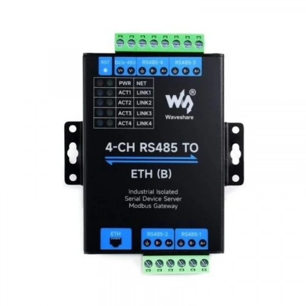 Endüstriyel 4 Kanal RS485 - RJ45 Ethernet Modülü