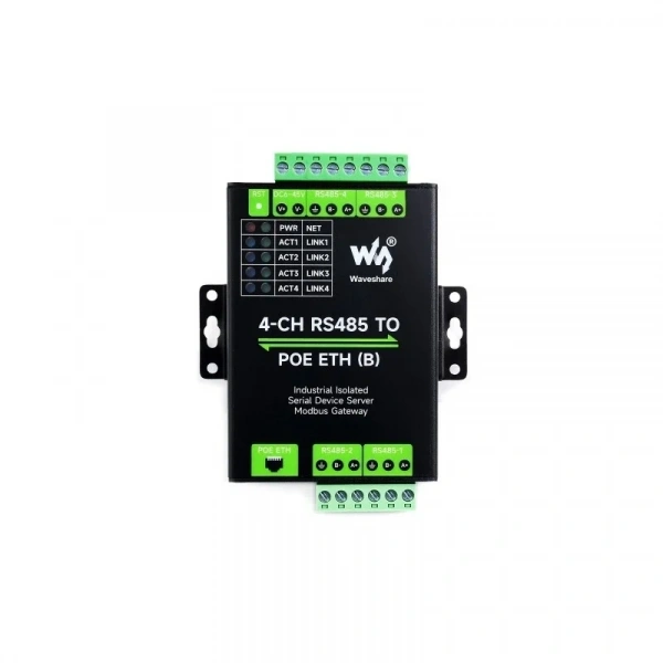 Endüstriyel 4 Kanal RS485 - RJ45 Ethernet Modülü - PoE Ethernet Port (B)