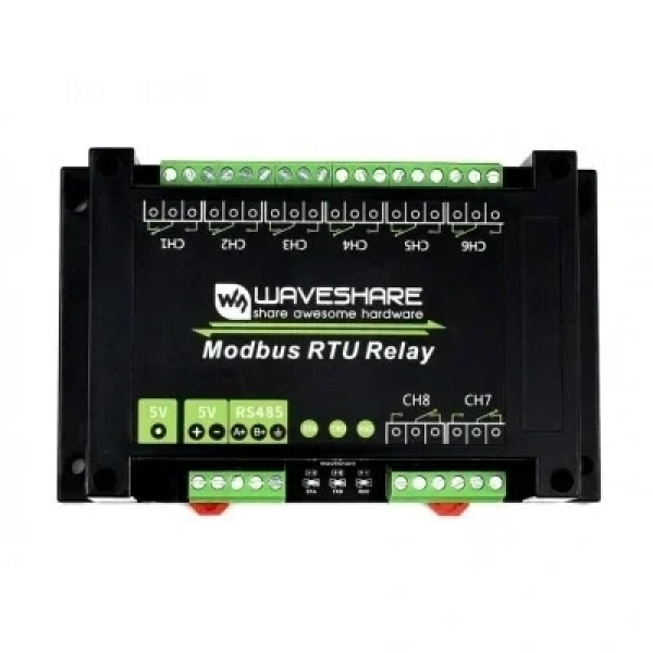 Endüstriyel 8 Kanallı Modbus RTU Röle Modülü - RS485 Arayüzü