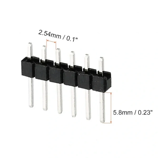 Erkek Pin Header 6 Pin 12mm 2.54mm 1x6 180° Tek Sıra