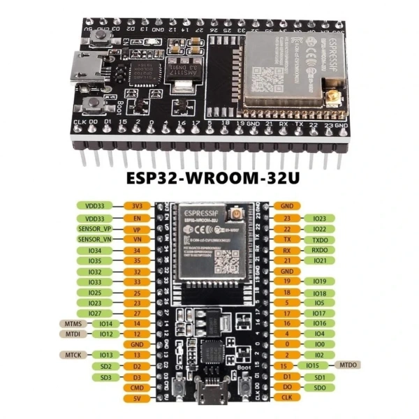 ESP32-WROOM-32U Wifi Bluetooth Geliştirme Kartı 38 Pin