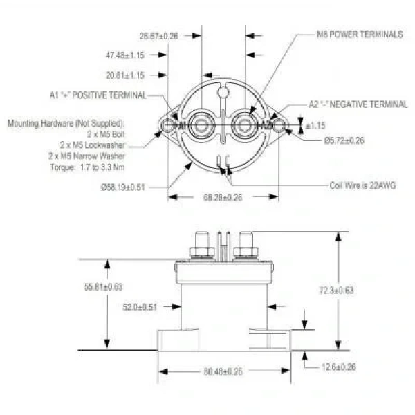 EVC500 12-24V Yüksek Gerilim Rölesi - Kontaktör P/N 2098190-1