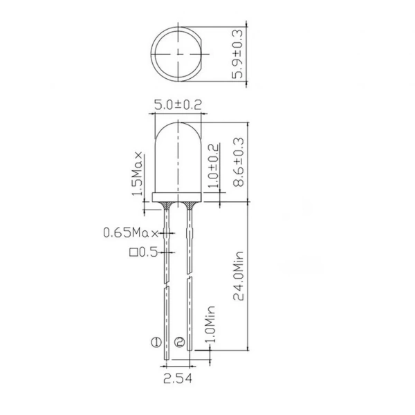 Flaşörlü LED Mavi 2 Bacaklı 5mm
