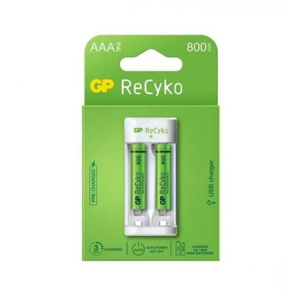 GP 2li 800mAh AAA Şarj Edilebilir Pil + USB Şarj Cihazı