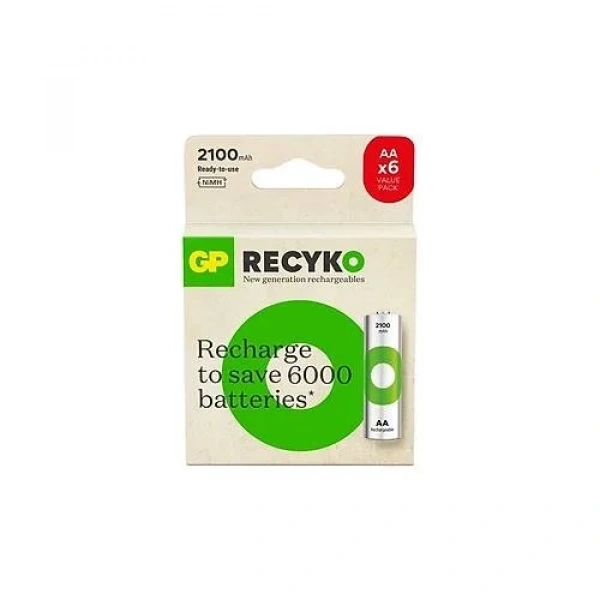 GP Recyko GP2100 2000 mAh Pro Siyah 4+2 Şarjlı AA Kalem Pil