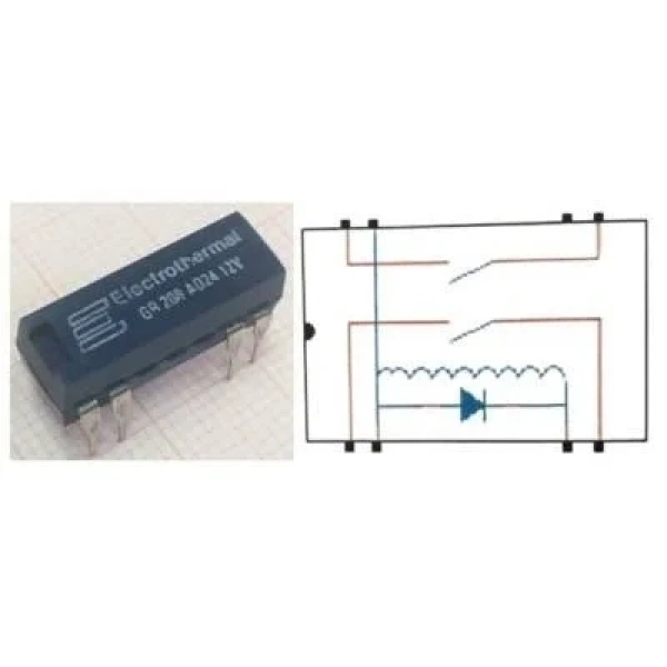 GR208-AD24-12V Reed Röle Çift Kontak N/O 12VDC 0.5A