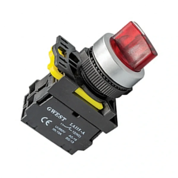 Gwest A5-02XSD-24 22mm 1-0-2 Kırmızı Led Işıklı Mandal Buton 24V 2NC