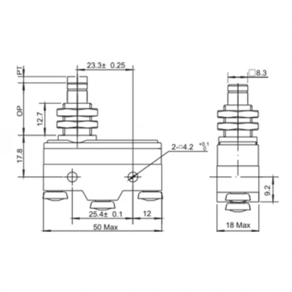 Gwest AZ-15GQ-B Kalın Kısa Metal Pimli Mikro Switch 15A 1NO + 1NC