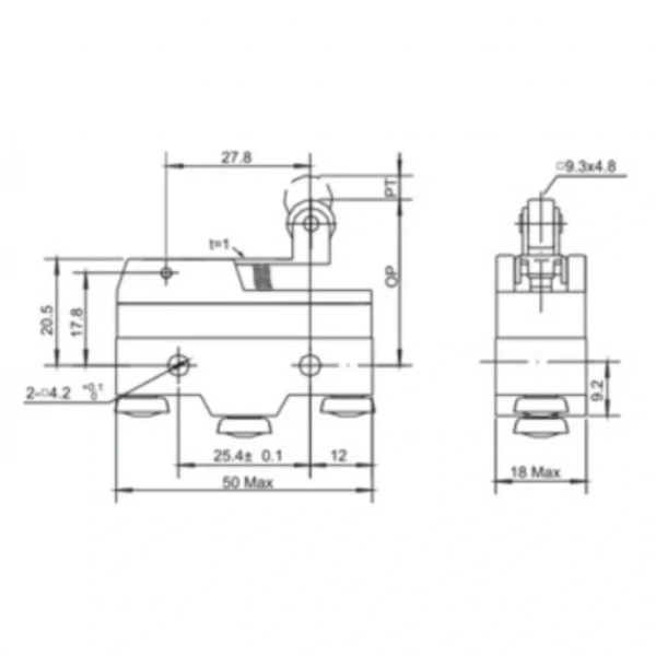 Gwest AZ-15GW22-B Kısa Metal Makaralı Mikro Switch 15A 1NO + 1NC
