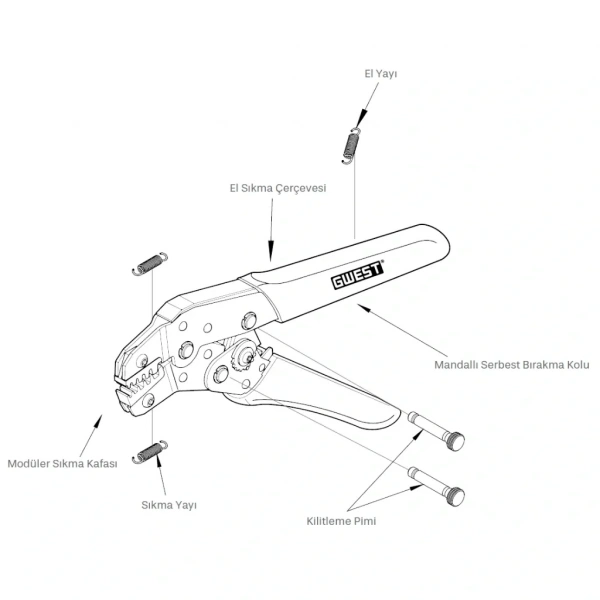 Gwest GW-B4 Kablo Yüksüğü Sıkma Pensesi 0.25-6 mm²