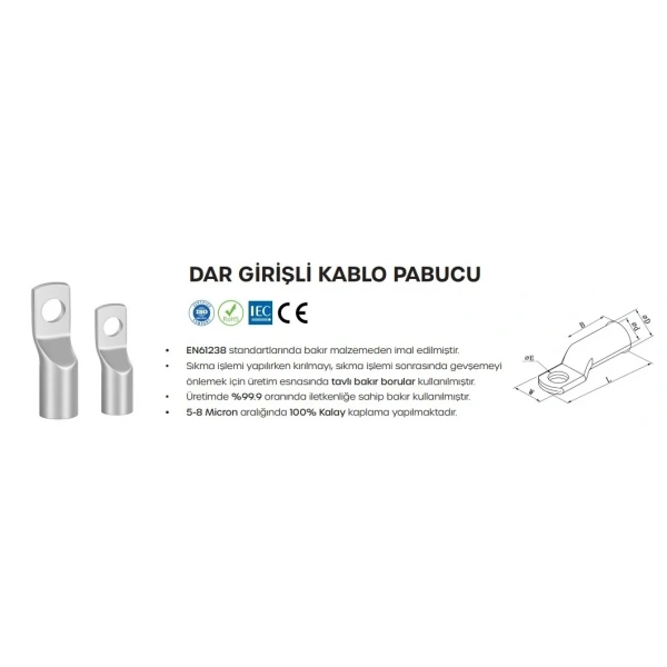 Gwest SKP-DG 120-10 Dar Girişli Kablo Pabucu 56 Adet