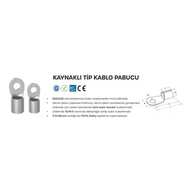 Gwest SKP-KT 1-4 Kaynak Tip Kablo Pabucu 7000 Adet