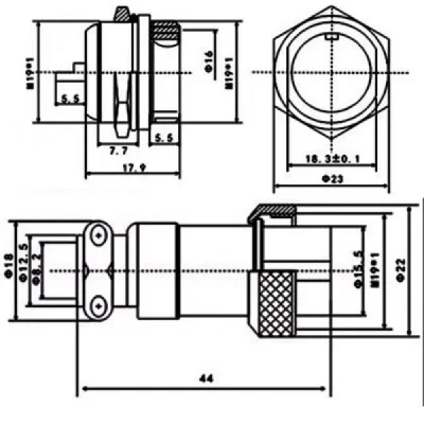GX-20 14-Pin 20mm Mike Konnektör Takımı