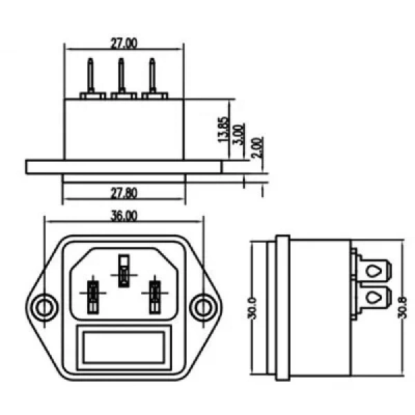 HD-901 Erkek Power Soketi T85 On-Off Anahtarlı