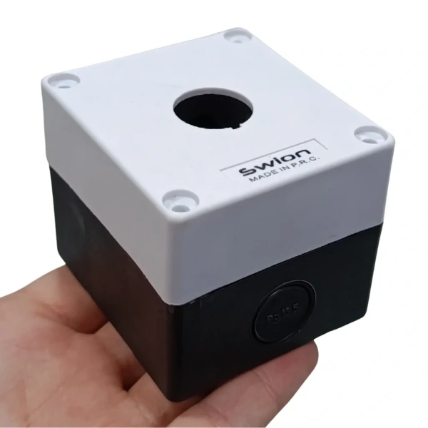 HJ9 22mm Buton Kutusu Gri-Siyah Tekli