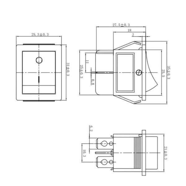 IC-104 Geniş Işıklı Anahtar On Off Switch 4P Sarı
