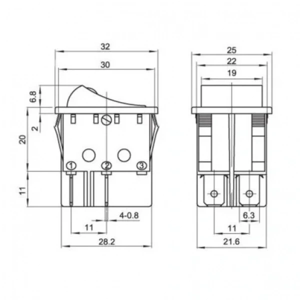 IC-104D 220V Geniş Nokta Işıklı Anahtar ON-OFF