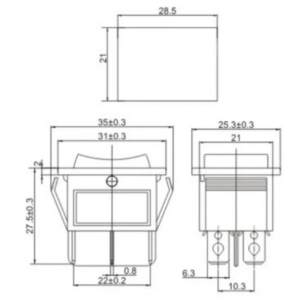 IC-110 Geniş Işıksız Yaylı Anahtar Mom-Off-Mom 6P