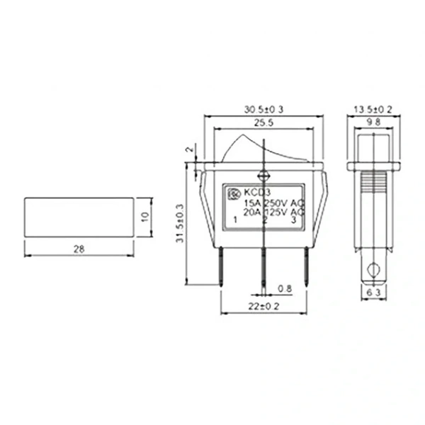 IC-113 Dar Işıklı Anahtar On-Off 3P