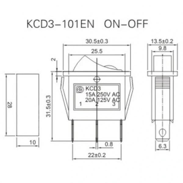 IC-113A Dar Nokta Işıklı Anahtar On-Off Siyah