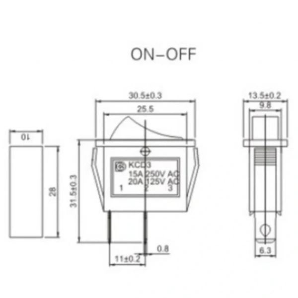 IC-114 Tekli Dar Işıksız Anahtar On-Off 2P Siyah
