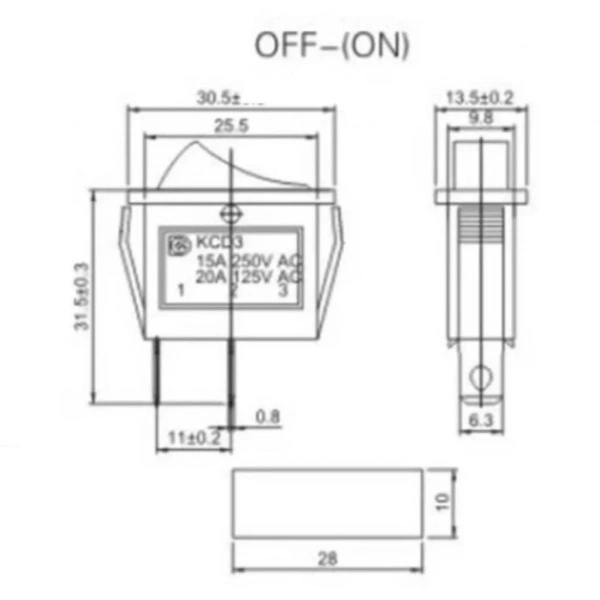 IC-116 Dar Işıksız Yaylı Anahtar Off-Mom 2P Siyah