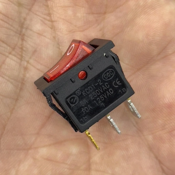 IC-118 Mini Işıklı Anahtar 3P Siyah + Kırmızı Işık