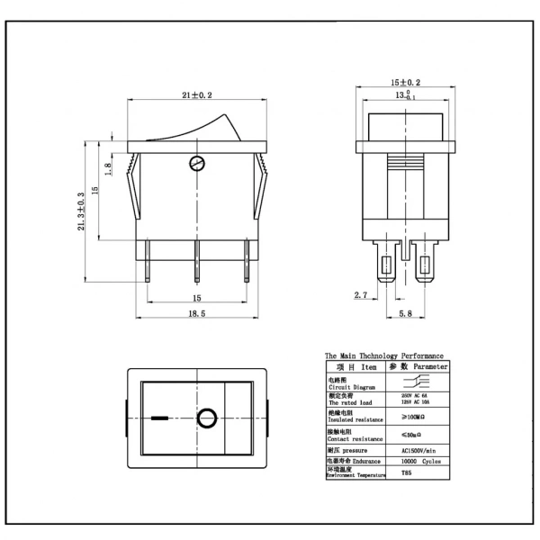IC-121-6 Mini Işıksız Anahtar ON-OFF 6P