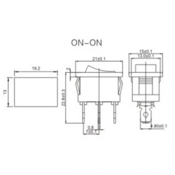 IC-121 Mini Işıksız Anahtar On-Off 3P Siyah