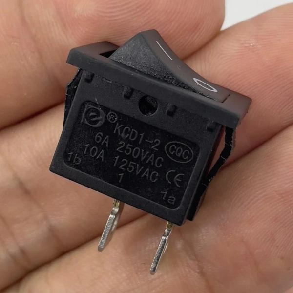 IC-124 Mini Işıksız Yaylı Anahtar 2P Off-Mom Siyah