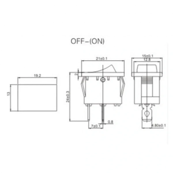 IC-124 Mini Işıksız Yaylı Anahtar 2P Off-Mom Siyah