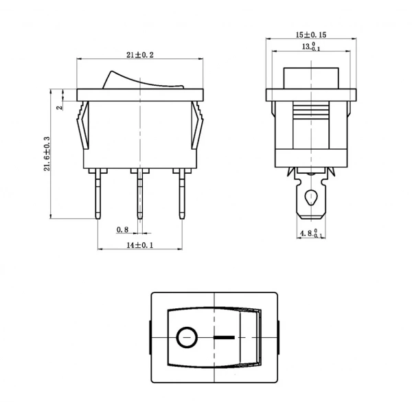IC-125 Mini Işıksız Yaylı Anahtar OFF-MOM 3P