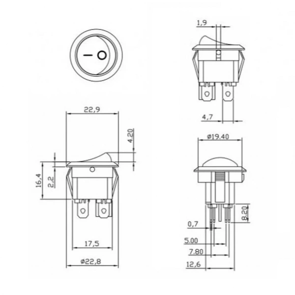 IC-131-4 Yuvarlak Işıklı Anahtar On-Off 4P