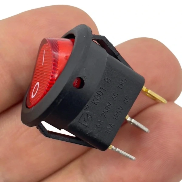 IC-131 Yuvarlak Işıklı Anahtar On-Off 3P Kırmızı