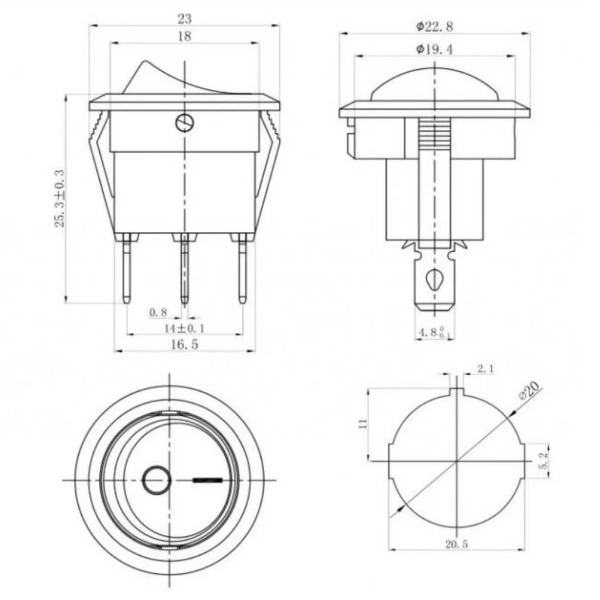 IC-131 Yuvarlak Işıklı Anahtar On-Off 3P Kırmızı