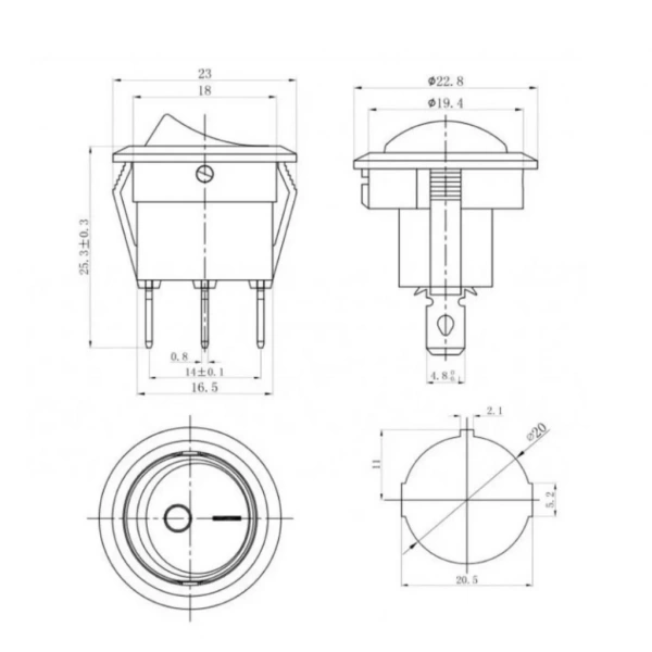 IC-131 Yuvarlak Işıklı Anahtar On-Off 3P Yeşil