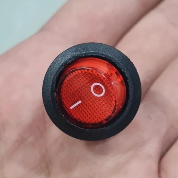 IC-133-5 Yuvarlak Kırmızı Işıksız Anahtar ON-OFF 2P