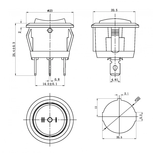 IC-134-2 Yaylı Yuvarlak Işıksız Anahtar (ON)-OFF-(ON) 3P