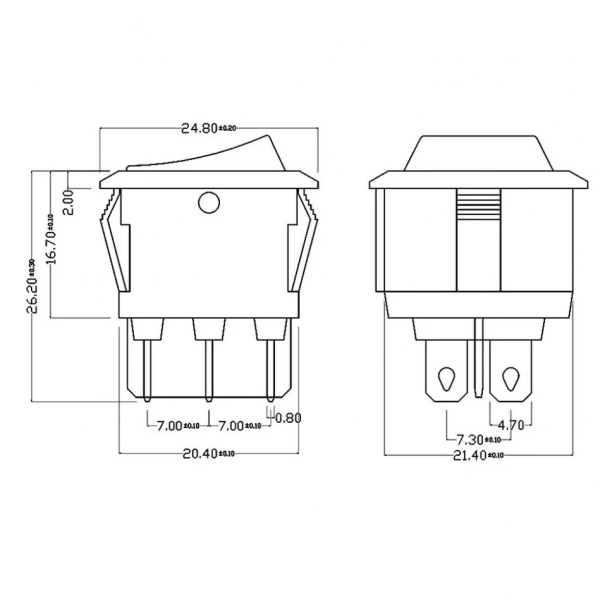 IC-134-6 Yuvarlak Tekne Tipi Anahtar ON-OFF-ON 6P