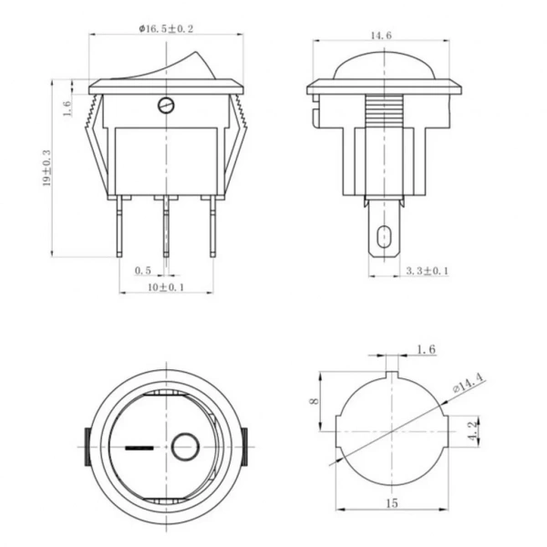IC-134D Mini Yuvarlak Anahtar Işıklı On-Off 3P