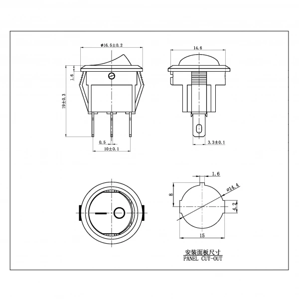 IC-134E-5 Yuvarlak Mini Anahtar ON-OFF-ON 3P