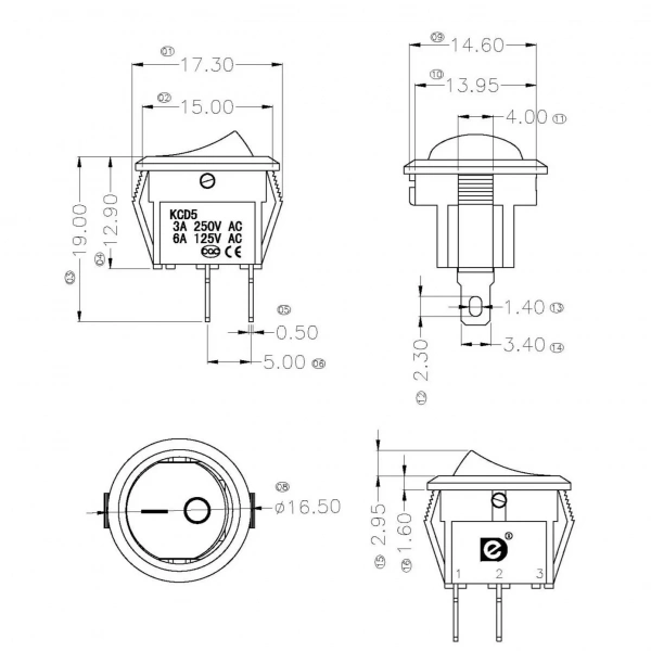 IC-134E Beyaz Yuvarlak Anahtar Işıksız On-Off 2P