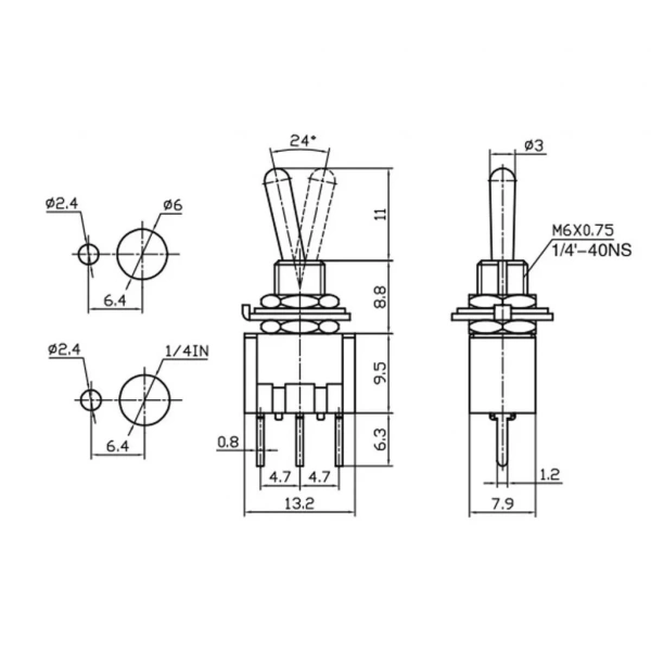 IC-141 Toggle Switch Yaylı Off-Mom 6mm 3P MTS-112