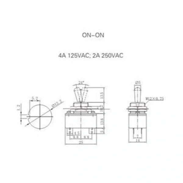 IC-150 Toggle Switch 4P ON-OFF Ø12mm